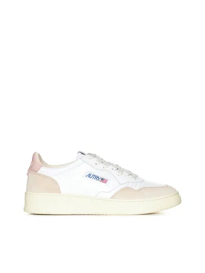 Autry Medalist Leather And Suede Sneakers In White