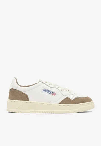 Autry Medalist Leather And Suede Sneakers In White