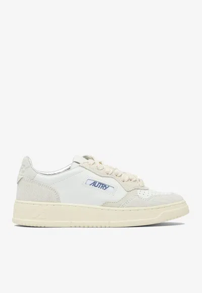 Autry Medalist Leather And Suede Sneakers In White