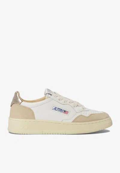 Autry Medalist Leather And Suede Sneakers In White
