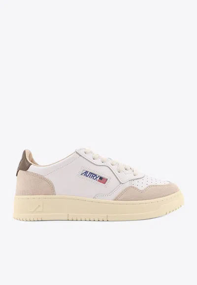 Autry Medalist Leather And Suede Sneakers In White