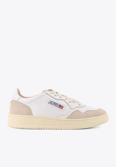 Autry Medalist Leather And Suede Sneakers In White