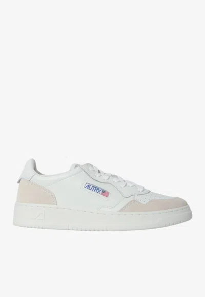 Autry Medalist Leather And Suede Sneakers In White