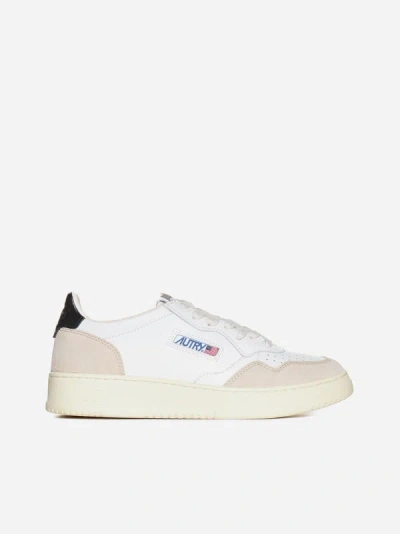 Autry Medalist Leather And Suede Sneakers In White,black
