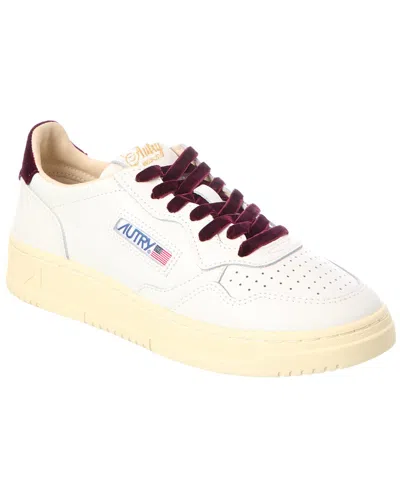 Autry Medalist Leather & Velvet Sneaker In White