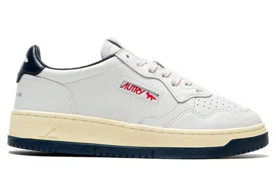 Pre-owned Autry Medalist Leather Low Maison Kitsuné (women's) Sneakers In White/navy Blue In Multi