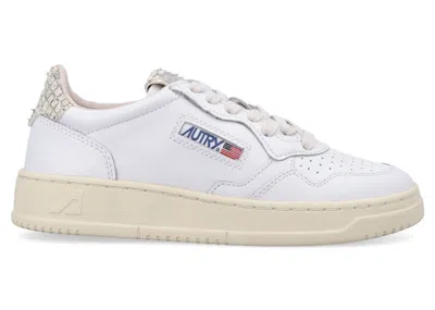Pre-owned Autry Medalist Leather Low Snake Diamond Print (women's) Sneakers In White