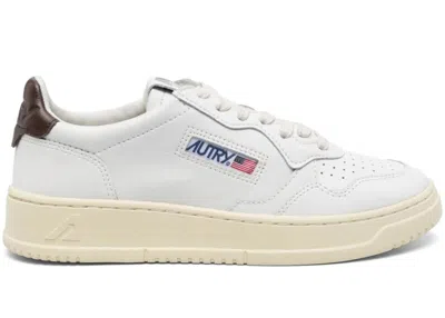 Pre-owned Autry Medalist Leather Low Tab (women's) Sneakers In White/brown
