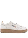 Autry White And Tobacco Brown Scraped Effect Suede Medalist Low Sneakers In White