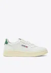 Autry Perforated Leather Low-top Sneakers With Green Accents In White
