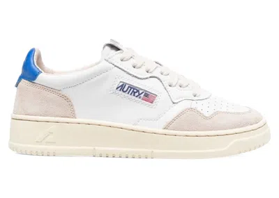 Pre-owned Autry Medalist Leather Low (women's) Sneakers In White/blue/beige In Multi