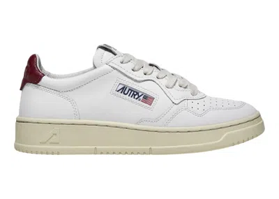 Pre-owned Autry Medalist Leather Low (women's) Sneakers In White/bordeaux