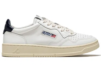 Pre-owned Autry Medalist Leather Low (women's) Sneakers In White/dark Blue/cream