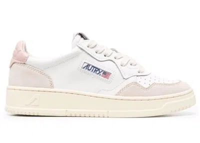 Pre-owned Autry Medalist Leather Low (women's) Sneakers In White/pink