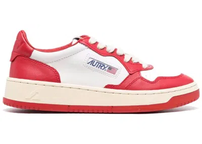 Pre-owned Autry Medalist Leather Low (women's) Sneakers In White/red