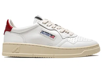 Pre-owned Autry Medalist Leather Low (women's) Sneakers In White/red/cream