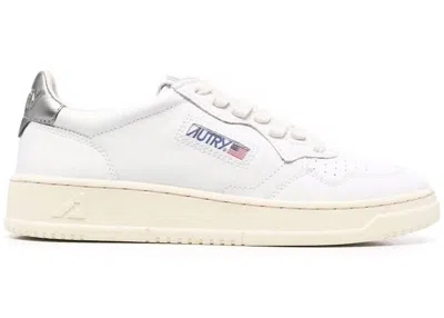 Pre-owned Autry Medalist Leather Low (women's) Sneakers In White/silver