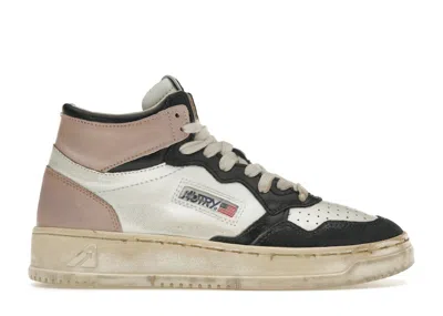 Pre-owned Autry Medalist Leather Mid Super Vintage (women's) Sneakers In White/pink/black