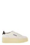 Autry Medalist Leather Platform Sneakers In White