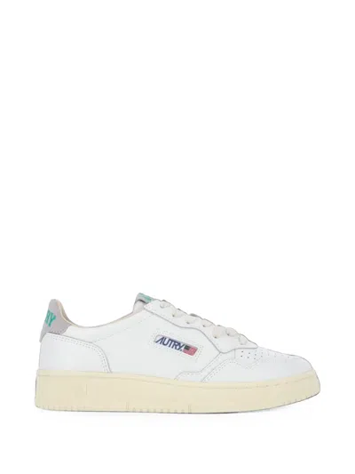 Autry Medalist Low-top Leather Sneakers With Suede Heel In White