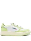 Autry White And Green Two-tone Leather Medalist Low Sneakers In Multi