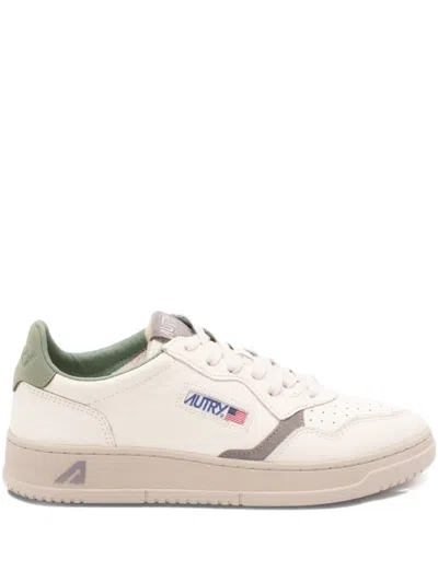 Autry White And Green Leather Medalist Low Sneakers In Blue