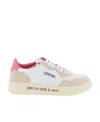 Autry Sneakers In Fucsia And White Leather And Suede In Nude