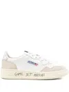 Autry Crack Smooth And Suede Leather Sneakers With Lettering On Sole In Neutral