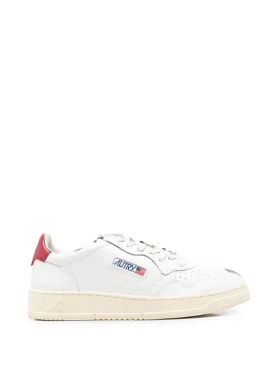 Autry Low-top White Leather Sneakers With Perforated Detailing In Multi