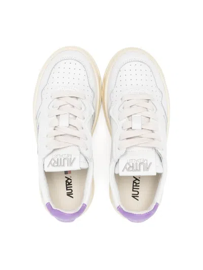Autry Kids' Lace-up Leather Sneakers In White