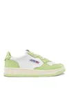 Autry White And Green Two-tone Leather Medalist Low Sneakers In White
