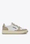 Autry 'medalist' White And Beige Low Top Sneakers With Logo Patch In White
