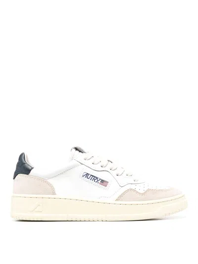 Autry Medalist Leather And Suede Sneakers In White
