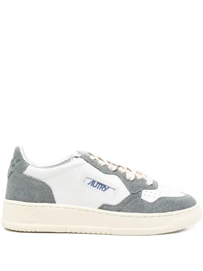 Autry Medalist Leather Suede Sneakers In White