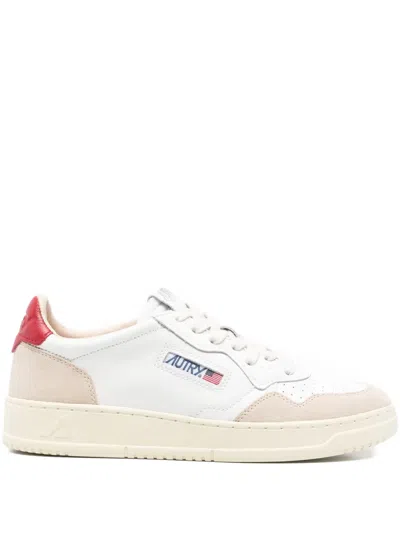 Autry Medalist Leather Suede Sneakers In White