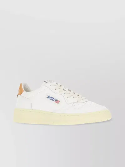 Autry Medalist Leather Tab Sneakers In White