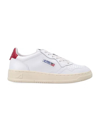 Autry Medalist Leather Tennis Sneaker With Perforated Toe And Padded Collar In Multi