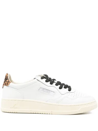 Autry Medalist Low Sneakers In White With Leopard-print Pony Hair