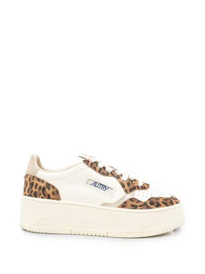 Autry Medalist Leopard-print Leather Sneakers In White