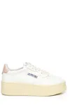 Autry White Low Top Sneakers With Oversized Platform In Pink