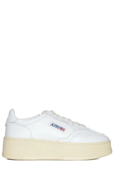 Autry Medalist Logo Embroidered Platform Trainers In White