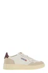 Autry Medalist Low Sneakers In White And Burgundy Suede And Leather In White