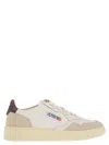 Autry Medalist Low Sneakers In White And Burgundy Suede And Leather In White