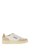 Autry Low-top Sneakers With Suede Inserts And Contrasting Heel In Neutral