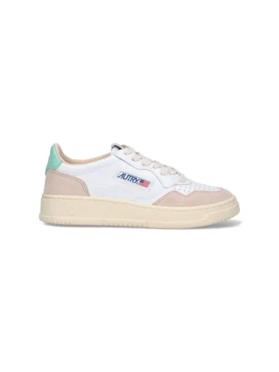 Autry Medalist Low Sneakers In Leather And Suede In Green