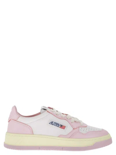 Autry Medalist Low - Two-tone Leather Sneakers In Pink