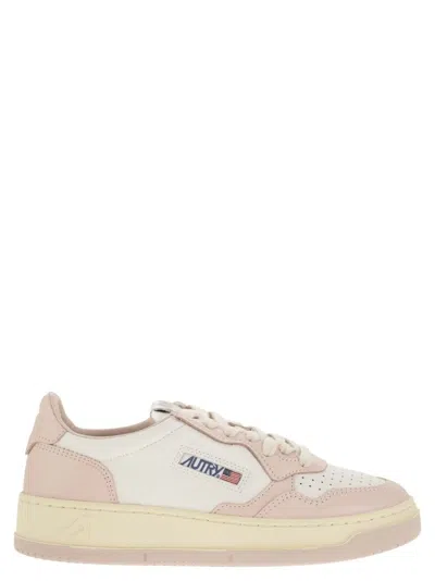 Autry Medalist Low - Two-tone Leather Sneakers In Pink