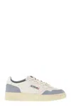 Autry Medalist Low White Leather And Suede Sneakers In Powder In Multi