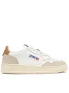Autry Medalist Low Sneakers In White And Brown Sugar Suede And Leather In Neutral
