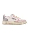 Autry Leather Low Top Sneakers With Metallic Accents In Multi